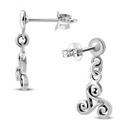 Triskele Triple Spiral Silver Stud Earrings, ep256